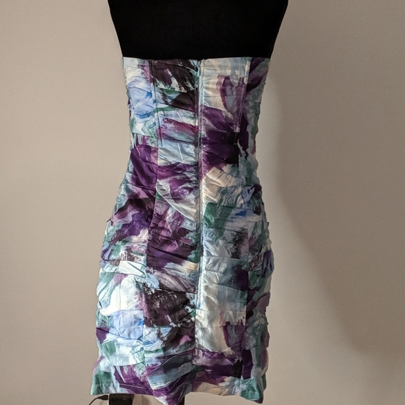 Esley Strapless multicolor print dress sz small - Picture 3 of 8